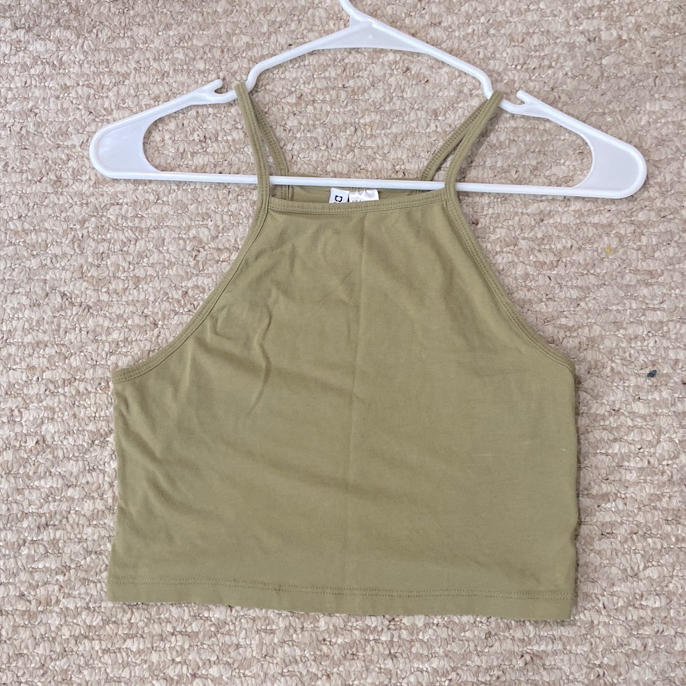 Olive Green Halter Crop Top